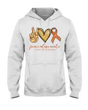 Multiple Sclerosis Awarerness Peace Love Cure Hooded Sweatshirt tile