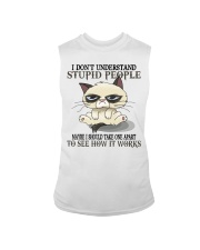 Cat lover Grumpy Cat I Don't Understand Stupid People Sleeveless Tee tile