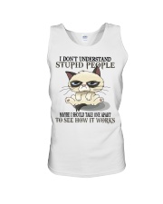 Cat lover Grumpy Cat I Don't Understand Stupid People Unisex Tank tile