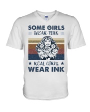 Some Girls Wear Pink Real Girls Wear Ink V-Neck T-Shirt tile