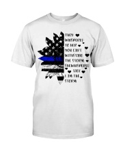 Police Gift USA Flag Sunflower They Whispered To Her Classic T-Shirt front