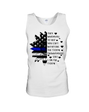 Police Gift USA Flag Sunflower They Whispered To Her Unisex Tank tile