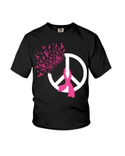 Breast Cancer Awareness Peace Love Youth T-Shirt tile