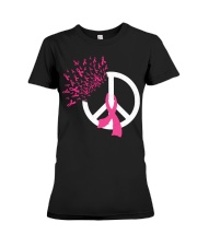 Breast Cancer Awareness Peace Love Premium Fit Ladies Tee tile