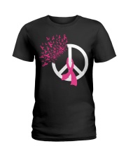 Breast Cancer Awareness Peace Love Ladies T-Shirt tile