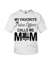 My Favorite Police Officer Calls Me Mom USA Flag Youth T-Shirt tile