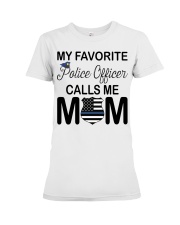 My Favorite Police Officer Calls Me Mom USA Flag Premium Fit Ladies Tee tile