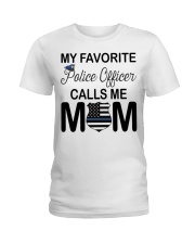 My Favorite Police Officer Calls Me Mom USA Flag Ladies T-Shirt tile
