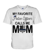 My Favorite Police Officer Calls Me Mom USA Flag V-Neck T-Shirt tile
