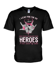 Breast Cancer Awareness I Wear Pink For My Mom Most People Never Met Their Heroes V-Neck T-Shirt tile