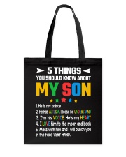 Autism Awareness 5 Things You Should Know About My Son Tote Bag tile