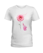 Breast Cancer Awareness Elephant Sunflower Never Give Up Ladies T-Shirt tile