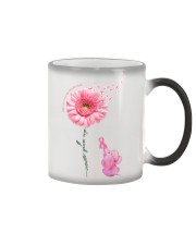 Breast Cancer Awareness Elephant Sunflower Never Give Up Color Changing Mug tile