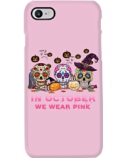 Breast Cancer Awareness Hallowen Skull In October We Wear Pink Phone Case tile
