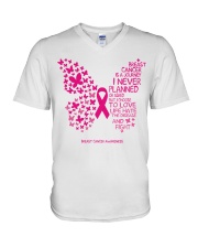 Breast Cancer Awareness Is A Journey I Never Planed But Choose To Love Life And Fight Butterflies V-Neck T-Shirt tile