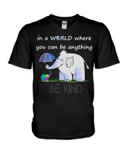 Autism Awareness Elephant In A World Where You Can Be Anything Be Kind V-Neck T-Shirt tile
