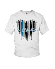 Police Gift Paw Heart Back The Blue Youth T-Shirt tile