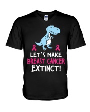 Breast Cancer Awareness Let's Make Breast Cancer Extinct Dragon V-Neck T-Shirt tile