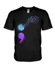 Suicide Prevention Awareness Moon There Is A Lorighter Through Every Dark Night V-Neck T-Shirt tile