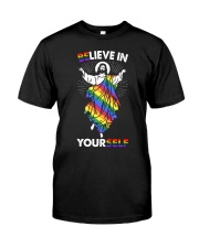 LGBT Pride Gift Jesus Believe In Yourself Premium Fit Mens Tee tile