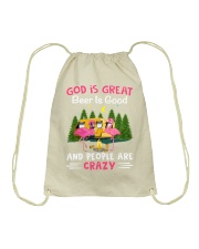 Camping Lover Flamingo Beer God Is Great Beer Is Good People Are Crazy Drawstring Bag tile