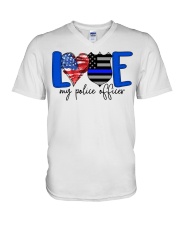 Love My Police Officer USA Flag V-Neck T-Shirt tile