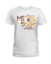 Multiple Sclerosis Awareness Flowers MS Gets On My Nerves Ladies T-Shirt tile