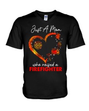 Firefighter Gift Just A Mom Who Raised A Firefighter V-Neck T-Shirt tile