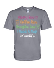 Messy Bun Coffee Run Gangsta Rap I Need A Nap V-Neck T-Shirt tile