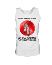 Native American Pride Moon Feathers Never Underestimate An Old Woman With Native Blood Unisex Tank tile