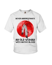 Native American Pride Moon Feathers Never Underestimate An Old Woman With Native Blood Youth T-Shirt tile