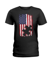 Autism Awareness American Flag Ladies T-Shirt tile