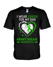 Kidney Disease Awareness I Wear Green For My Dad Love Hope Faith V-Neck T-Shirt tile