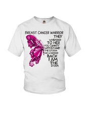 Breast Cancer Warrior She Whispered Back Iam The Storm Butterfly Youth T-Shirt tile