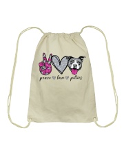 Gift For Dog Lover Peace Love Pitties Drawstring Bag tile