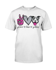 Gift For Dog Lover Peace Love Pitties Premium Fit Mens Tee tile