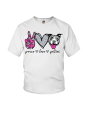 Gift For Dog Lover Peace Love Pitties Youth T-Shirt tile