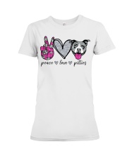 Gift For Dog Lover Peace Love Pitties Premium Fit Ladies Tee tile