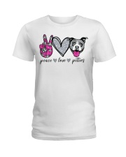 Gift For Dog Lover Peace Love Pitties Ladies T-Shirt tile