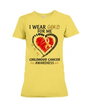 Childhood Cancer Awareness I Wear Gold For Me Never Give Up Faith Premium Fit Ladies Tee tile