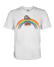 LGBT Pride Gift Sloth Rainbow V-Neck T-Shirt tile
