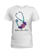 Nurse Gift Help Care Love Ladies T-Shirt tile