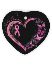 Breast Cancer Awareness Butterfly I'm A Survivor Heart Ornament (Wood) tile