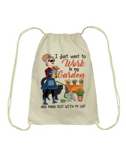 Gardening Gift I Just Want To Work In My Garden And Hang Out With Cat Drawstring Bag tile