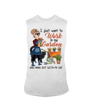Gardening Gift I Just Want To Work In My Garden And Hang Out With Cat Sleeveless Tee tile