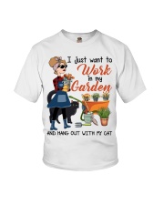 Gardening Gift I Just Want To Work In My Garden And Hang Out With Cat Youth T-Shirt tile