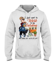 Gardening Gift I Just Want To Work In My Garden And Hang Out With Cat Hooded Sweatshirt tile