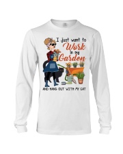 Gardening Gift I Just Want To Work In My Garden And Hang Out With Cat Long Sleeve Tee tile