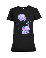 Suicide Prevention Awareness Elephant And Flower Ribbon Premium Fit Ladies Tee tile