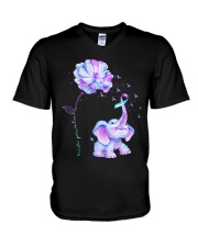 Suicide Prevention Awareness Elephant And Flower Ribbon V-Neck T-Shirt tile